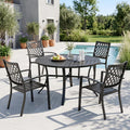 Sophia & William Round Patio Table and Chairs Set, Outdoor Dining Set for 4, 5 Piece Metal Patio Furniture, 42' Black Table(Diamond)