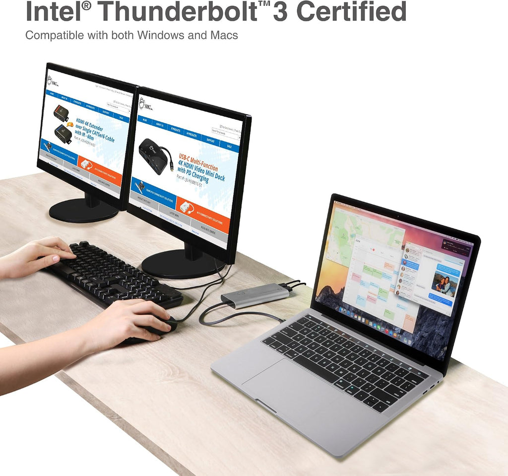 SIIG Thunderbolt 3 to Dual HDMI 2.0 Port Display Adapter at 4K 60Hz - Intel Thunderbolt 3 Certified - Windows/MacBook Pro/Chromebook/XPS/Surface Book - Supports Two 4K 60Hz Monitors Simultaneously