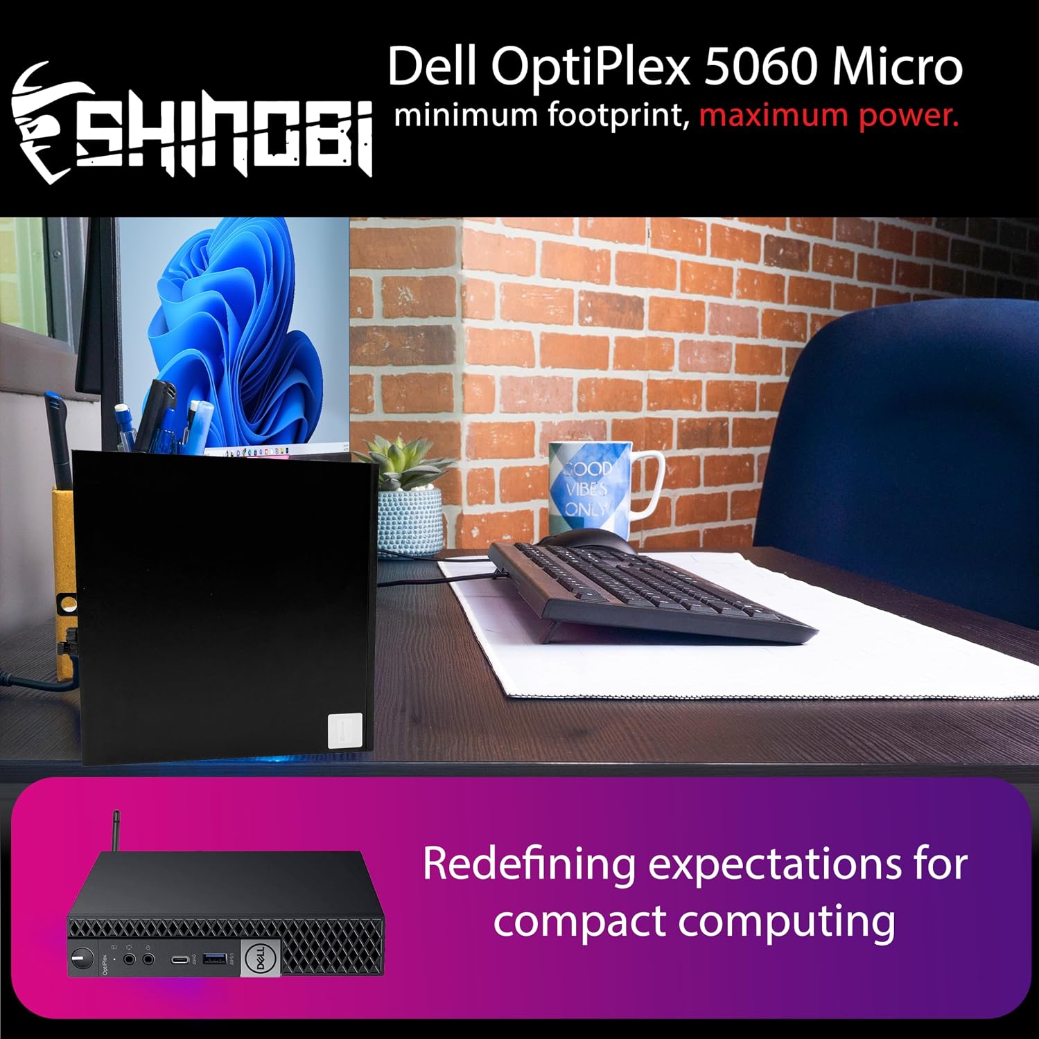 Dell OptiPlex 5060 Micro PC | Intel Core i5-8500T | 16GB RAM | 256GB NVME + 500GB HDD | Windows 11 Pro | Built in WiFi 6 | Mini PC | Pc Monitor Mount (Renewed)