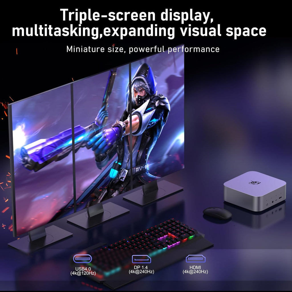 Beelink SER9 Pro+ Mini PC, AMD Ryzen 7 H 255 (up to 4.9GHz, 8C/16T), AMD Radeon 780M Graphics, 32GB LPDDR5X RAM 7500MT/s, 1TB PCIe4.0 SSD, USB4/2.5G LAN/WiFi6/BT5.2, Gaming/Office Mini Computer