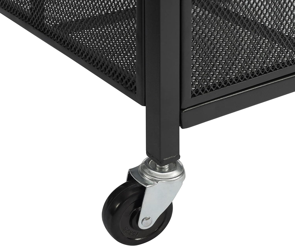Crosley Furniture Grady Towel Valet Caddy, Covered Rolling Outdoor Storage for Pool and Hot Tub, Gray/Matte Black