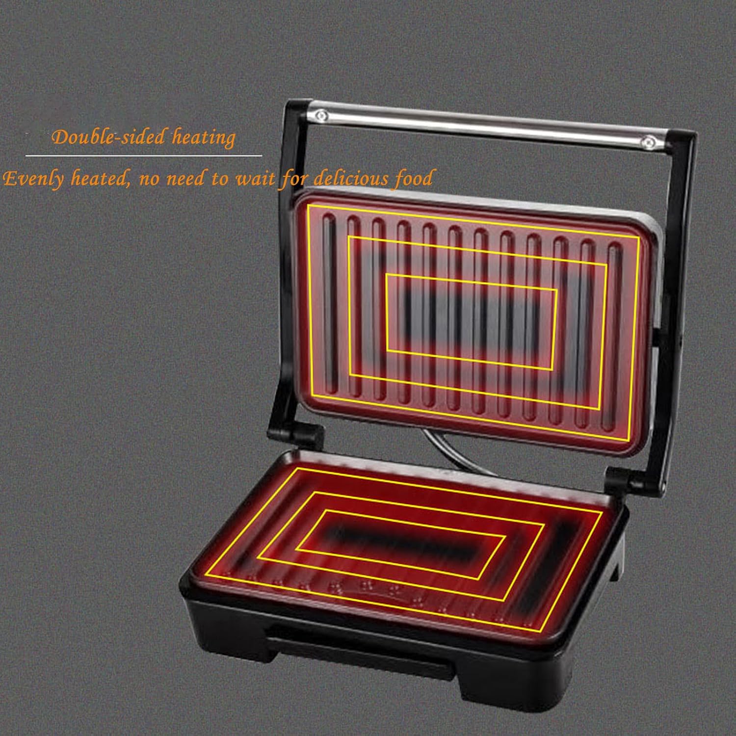 Electric Indoor Grill for Steak Lovers, Smokeless Indoor Grill, Non-Stick Cooking, Stainless Steel, Black