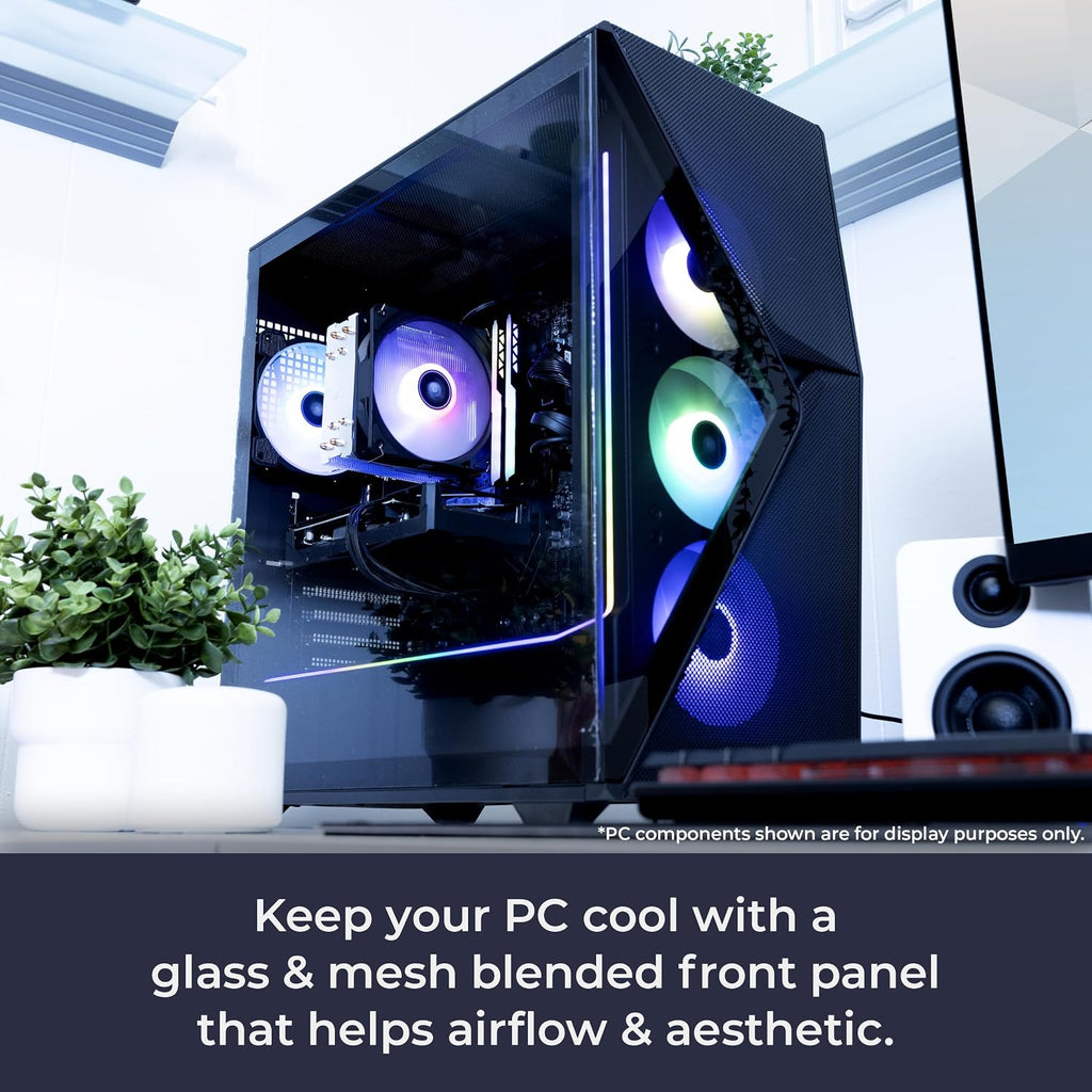 iBUYPOWER Slate MESH Gaming PC Desktop Computer AMD Ryzen 9 9900X CPU, NVIDIA GeForce RTX 5070Ti 16GB GPU, 32GB DDR5 RGB 5200MHz RAM, 2TB NVMe SSD, Windows 11 Home, Keyboard and Mouse - SMA9N57T01