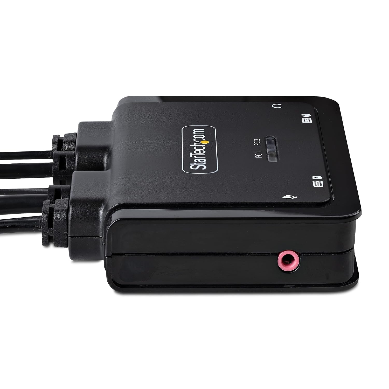 StarTech.com 2-Port USB-C Cable KVM Switch, 4K 60Hz DisplayPort Output, Compact KVM with 4ft/1.2m USB Type-C/Audio Integrated Host Cables, Bus Powered, Remote/Hotkey Switching (C2-D46-UC2-CBL-KVM)