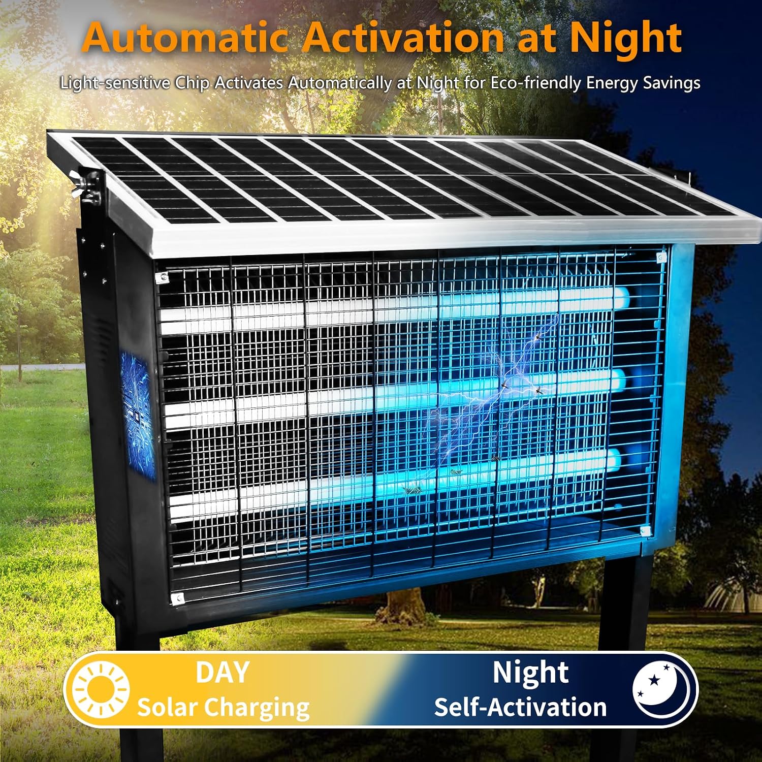 Powerful Super Large Solar Bug Zapper Outdoor for 8000 sq.ft, Rechargeable Solar Mosquito Zapper with High Powered, Outdoor Bug Zapper for Patio Garden Backyard RV Camping with 30W Solar Panel