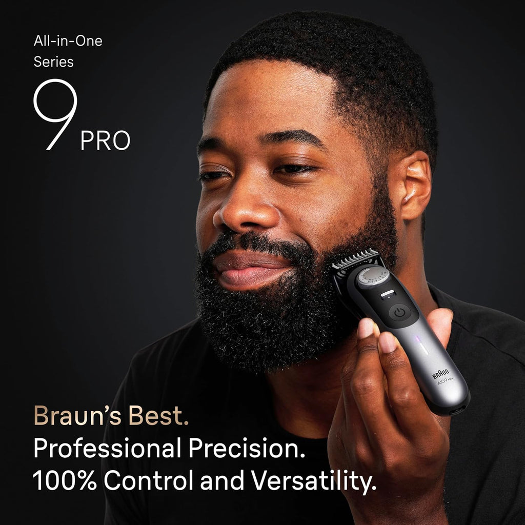 Braun Series 9 PRO All-in-One Beard & Body Grooming Kit for Men, Cordless Trimmer, Hair Clippers & Shaver for Face, Hair & Body with Gillette Labs Razor, AIO 9570