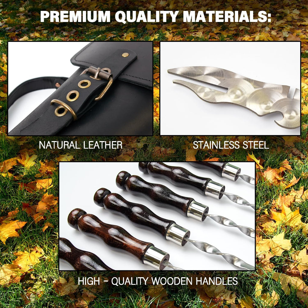 Grilling Supplies - Outdoor Grill Accessories for BBQ - Premium Barbecue Tool Sets Grill Utensils - BBQ Gear - Grill Skewers Set with Case Hunting Quiver
