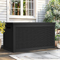 YITAHOME XXL 320 Gal Large Deck Box, Outdoor Resin Storage Box, Rattan Storage Container for Patio Furniture, Garden Tools, Waterproof, Lockable (Black)
