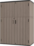 Mrosaa Outdoor Storage Shed Waterproof,Resin Storage Cabinet Outdoor with Floor,Tall Outdoor Storage Box for Garage Storage, Pool Storage, Bike, Garden (57Cu.ft)-Brown