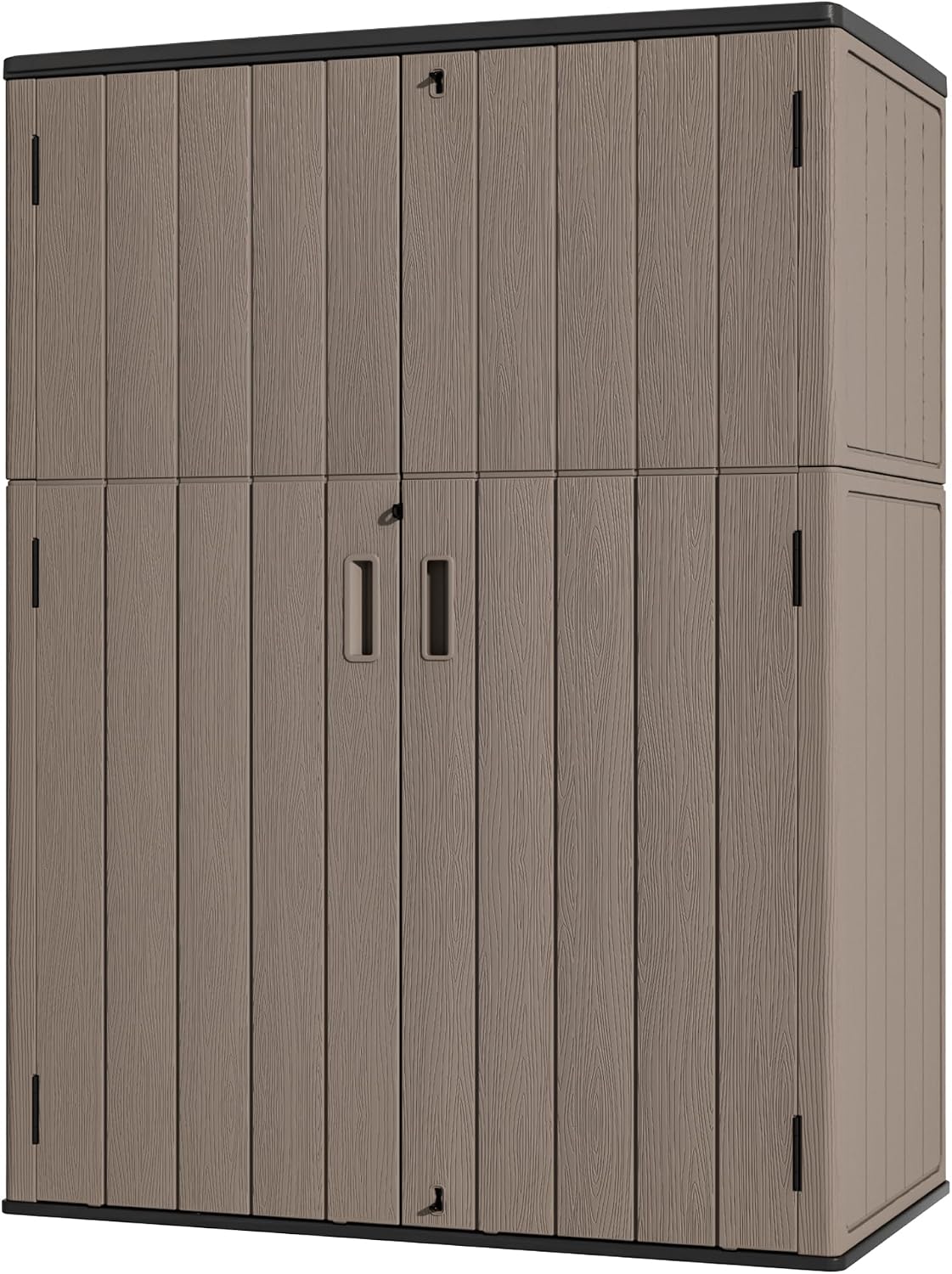 Mrosaa Outdoor Storage Shed Waterproof,Resin Storage Cabinet Outdoor with Floor,Tall Outdoor Storage Box for Garage Storage, Pool Storage, Bike, Garden (57Cu.ft)-Brown