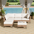 LVUYOYO 6 Pieces Outdoor Patio Furniture Set, Wicker Sectional Sofa Set for All-Weather, Rattan Conversation Sets with Cushions and Storage for Deck, Backyard, Porch (Khaki)