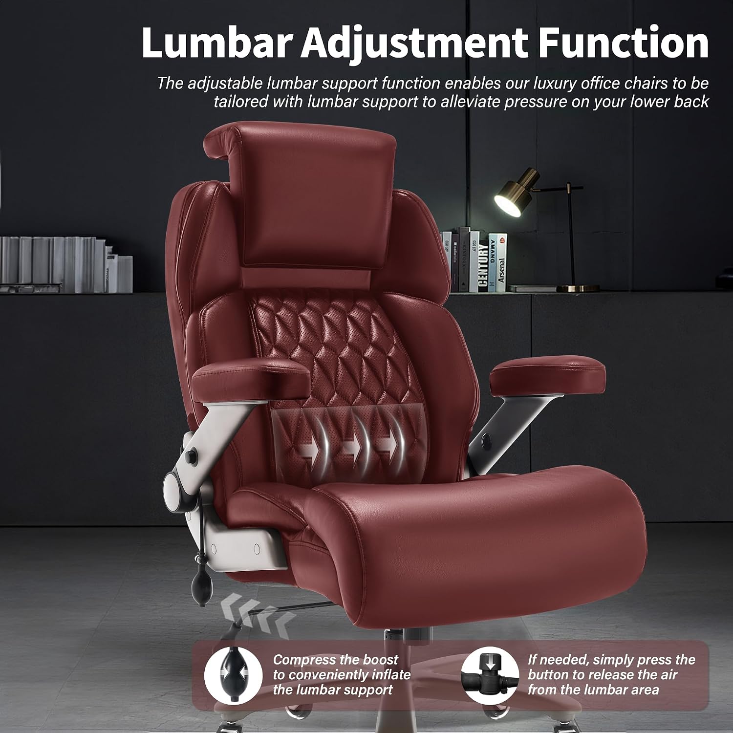 Big and Tall Office Chair 700lbs - Adjustable Headrest&Lumbar Support, 3D Flip Arms, Large Wheels &Heavy Duty Metal Base, Ergonomic High Back Computer Chair Desk Chair, Thick Padded Extra Wide Seat