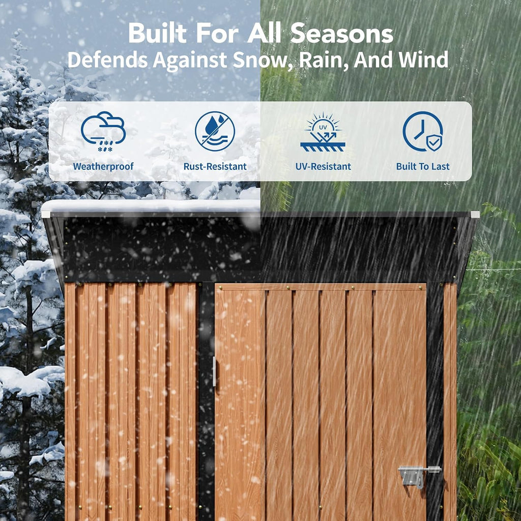 3x5FT Outdoor Storage Shed, Metal Garden Shed with with Floor Base,Updated Frame Structure & Lockable Door, Large Tool Shed for Backyard, Patio,Lawn,Utility & Bike Storage