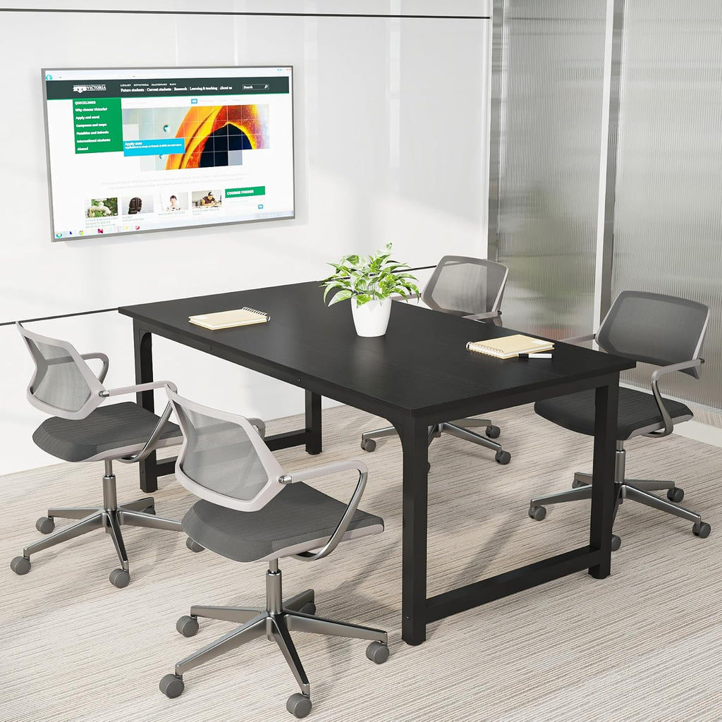 Tribesigns Modern Computer Desk, 63 x 31.5 inch Large Office Desk Computer Table Study Writing Desk Workstation for Home Office, Black