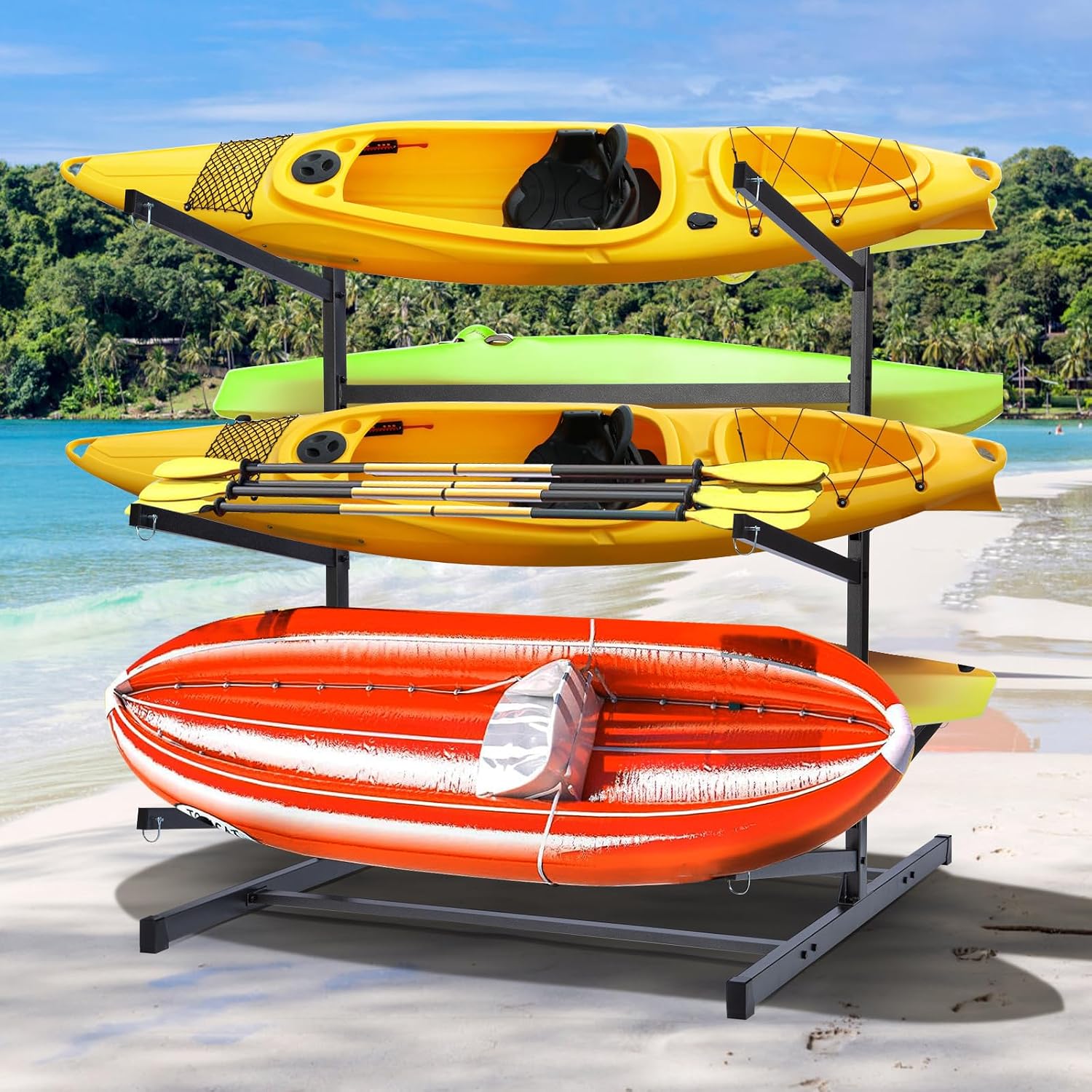 Kayak Storage Rack, Heavy Duty Kayak Racks for Garage and Outdoor Storage, Storage Rack for Kayak, Canoe, Surfboard & Paddleboard