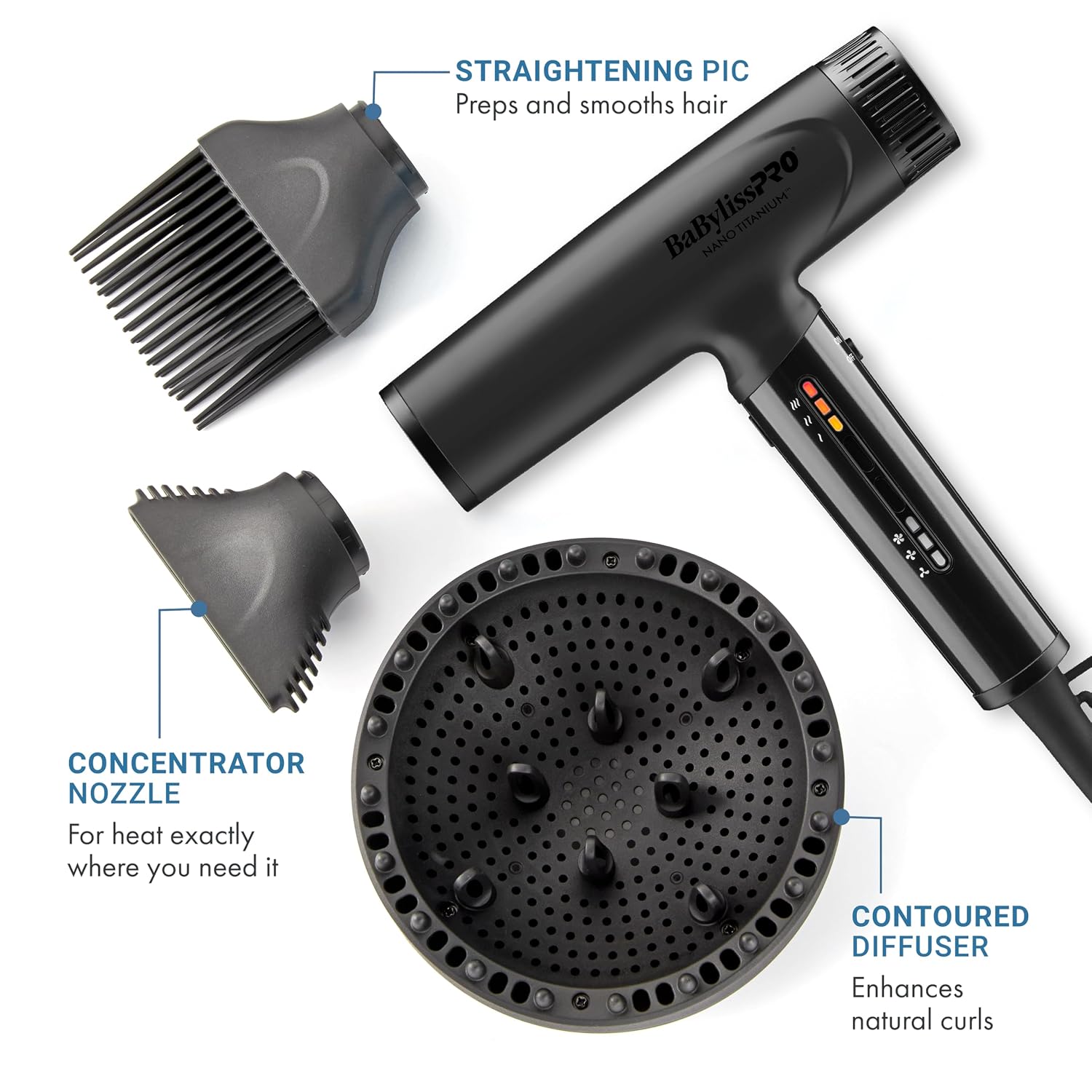 BaBylissPRO Nano Titanium Professional Nano Light Ionic Dual-Voltage Lightweight Hair Dryer