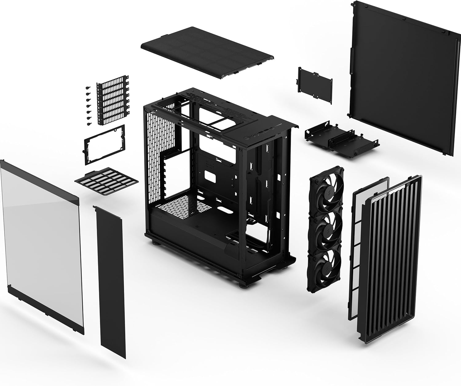 Fractal Design North Momentum Black - Glass Side Panel - Genuine Blackened Oak Wood Front - High Airflow PC Gaming Case - Three Powerful 120mm Momentum Fans Included - ATX Support