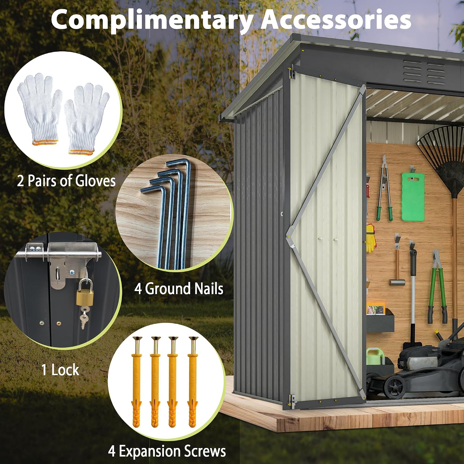 Outdoor Storage Shed, 6 X 4 FT Large Metal Utility Tool Sheds with Floor Frame, Steel Garden Shed for Backyard Garden Patio Lawn，Black