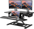 SANODESK 35' Electric Standing Desk Converter,Height Adjustable Riser for Office Home, Monitor and Laptop Workstation with Large Keyboard Tray, Black Color
