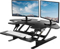 VIVO 43 inch Corner Electric Height Adjustable Cubicle Stand Up Desk Converter, VE Series, Sit to Stand Tabletop Dual Monitor Riser with USB Port, Black, DESK-V000VCE