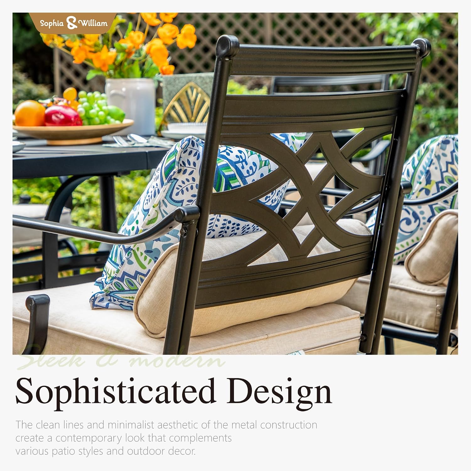 Sophia & William Patio Dining Chairs Set of 2, Outdoor Metal Armchairs, Outdoor Dining Chairs