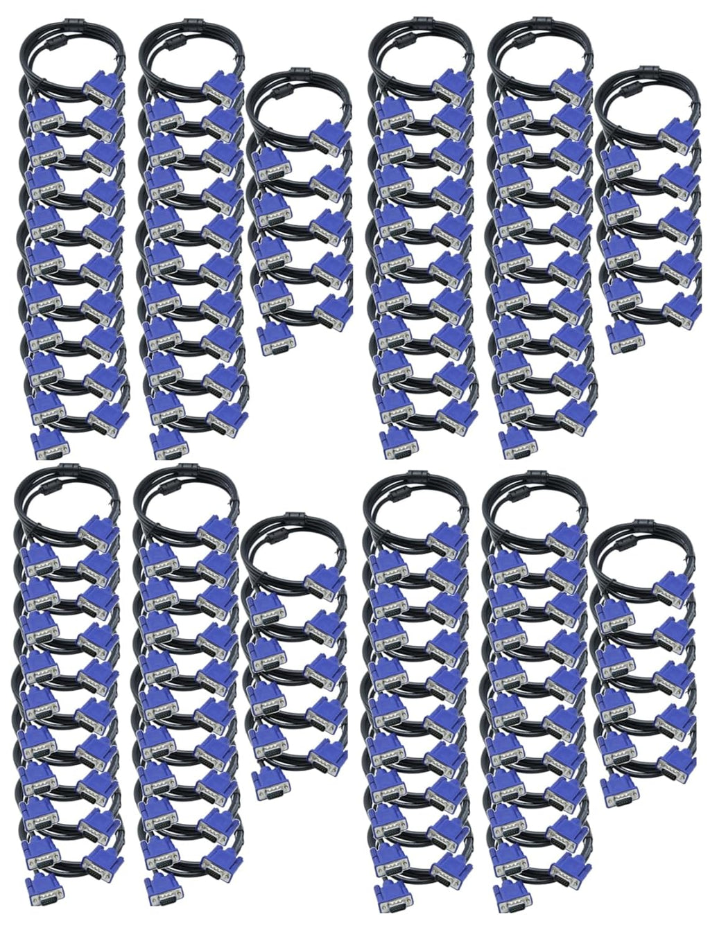 Kyper USKyper-1367 (100 Pack) 6ft VGA Cable - 15 Pin Male to Male SVGA 1080P Full HD for Computer Monitor TV Projector Big Screen HDTV