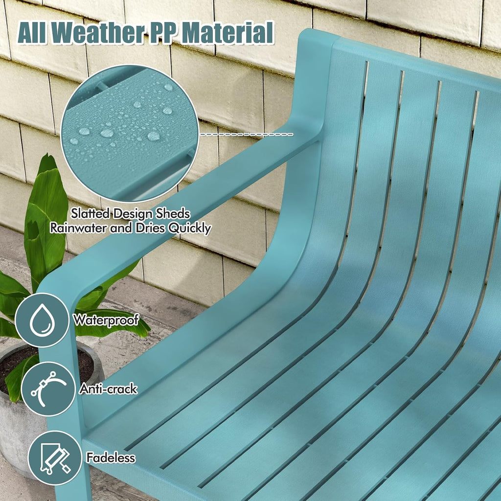 Tangkula 3-Piece Patio Furniture Set, Outdoor Conversation Set w/1 Loveseat & 2 Side Tables, All-Weather Patio Bistro Set for Lawn, Backyard, Poolside, Balcony, Garden, Deck, Blue