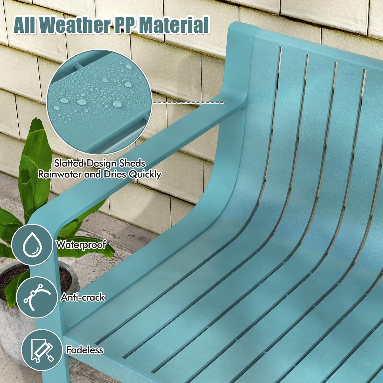 Tangkula 3-Piece Patio Furniture Set, Outdoor Conversation Set w/1 Loveseat & 2 Side Tables, All-Weather Patio Bistro Set for Lawn, Backyard, Poolside, Balcony, Garden, Deck, Blue