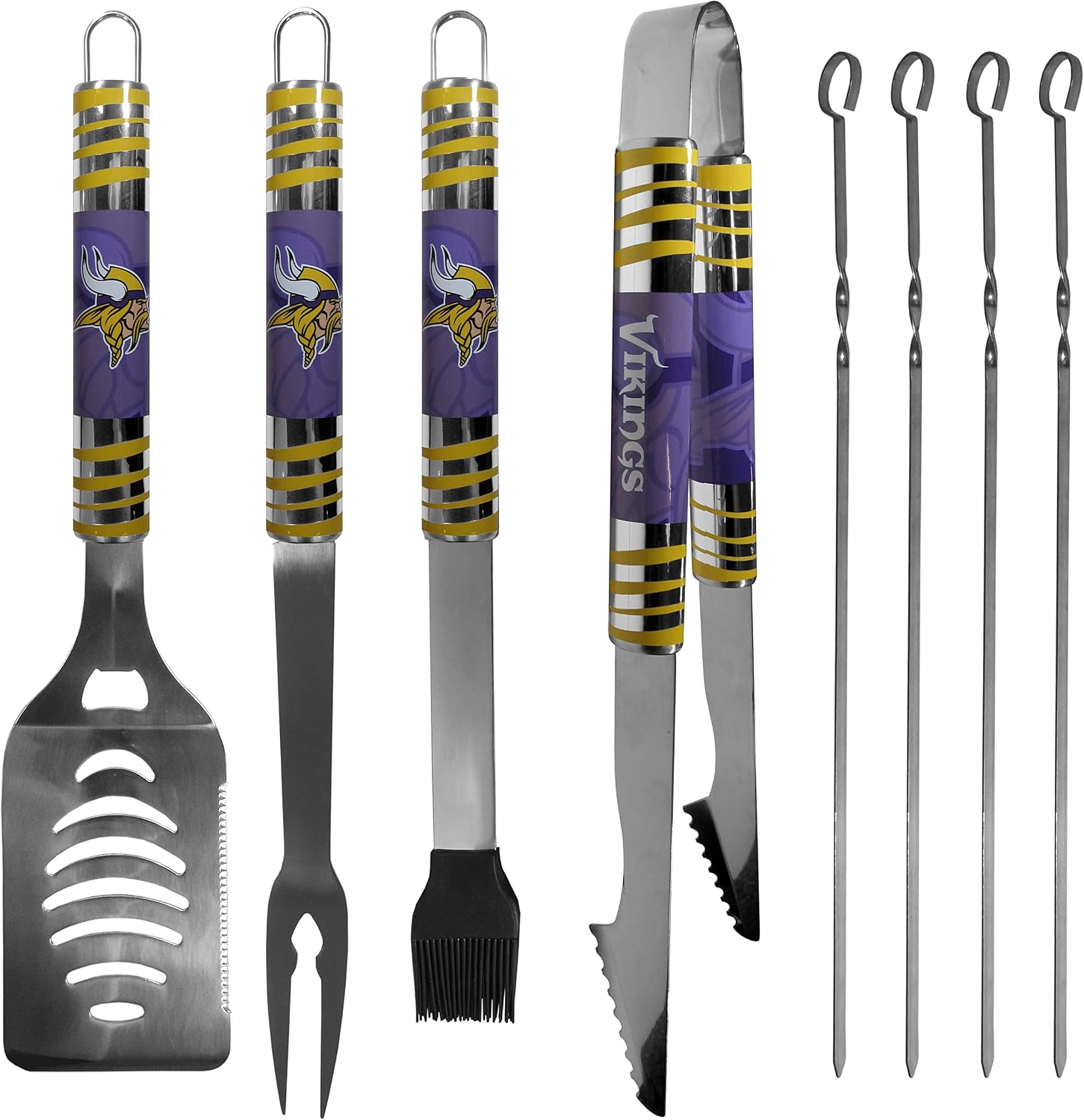NFL Siskiyou Sports Fan Shop Minnesota Vikings Steel Tailgater BBQ Set w/Case 8 piece Gray