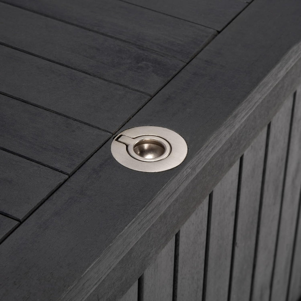 SAFAVIEH Outdoor - Abri Cushion Storage Box - Black Solid Wood - Coastal Resort Storage Bench Design - Ideal for Patio, Deck, Porch, Backyard, 18'W x 47'D x 19'H (PAT7037D)