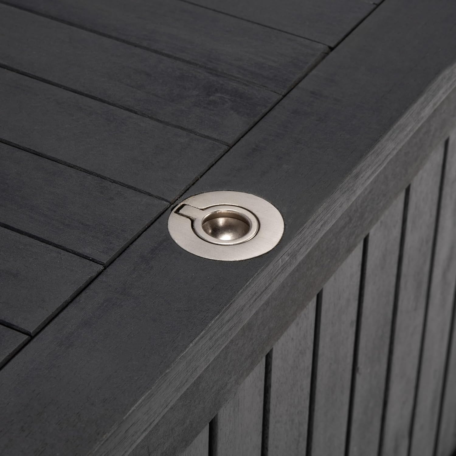 SAFAVIEH Outdoor - Abri Cushion Storage Box - Black Solid Wood - Coastal Resort Storage Bench Design - Ideal for Patio, Deck, Porch, Backyard, 18'W x 47'D x 19'H (PAT7037D)