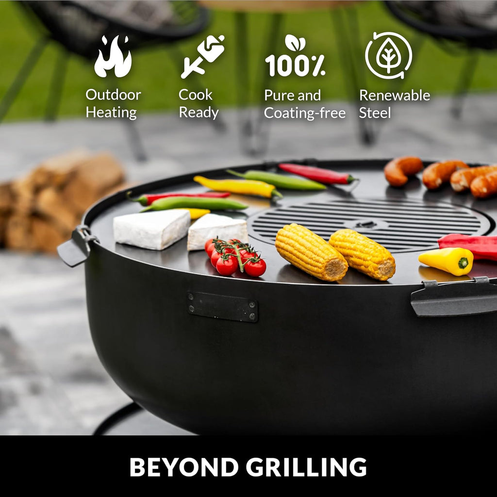40' Round Cooking Grate, Universal Fire Pit Grill, Outdoor Campfire BBQ Grilling Mesh Grates Steel, Camping Cooking Grill and Skillet for Firepit, Burn Rack, Stove Accessories by Good Directions