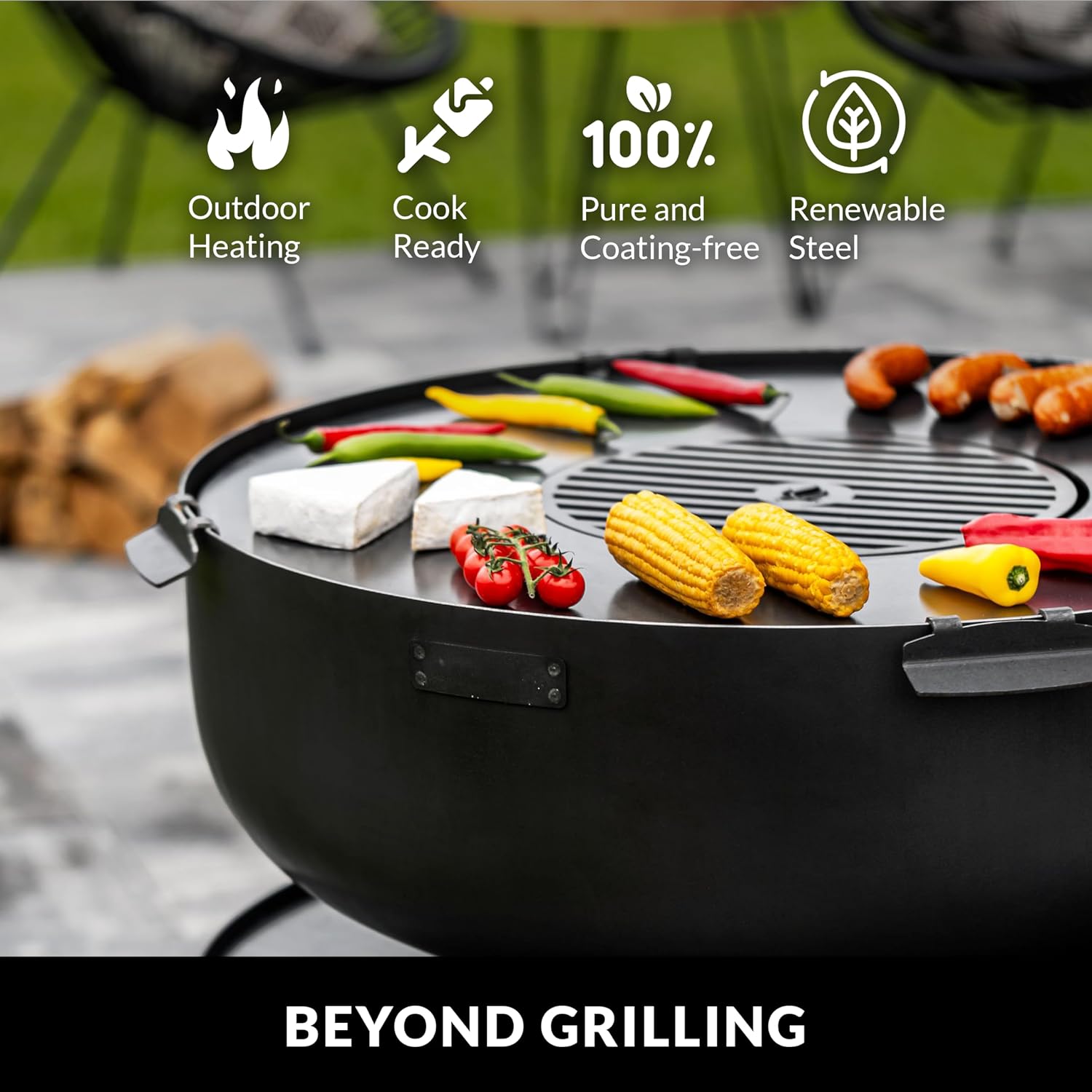 40' Round Cooking Grate, Universal Fire Pit Grill, Outdoor Campfire BBQ Grilling Mesh Grates Steel, Camping Cooking Grill and Skillet for Firepit, Burn Rack, Stove Accessories by Good Directions