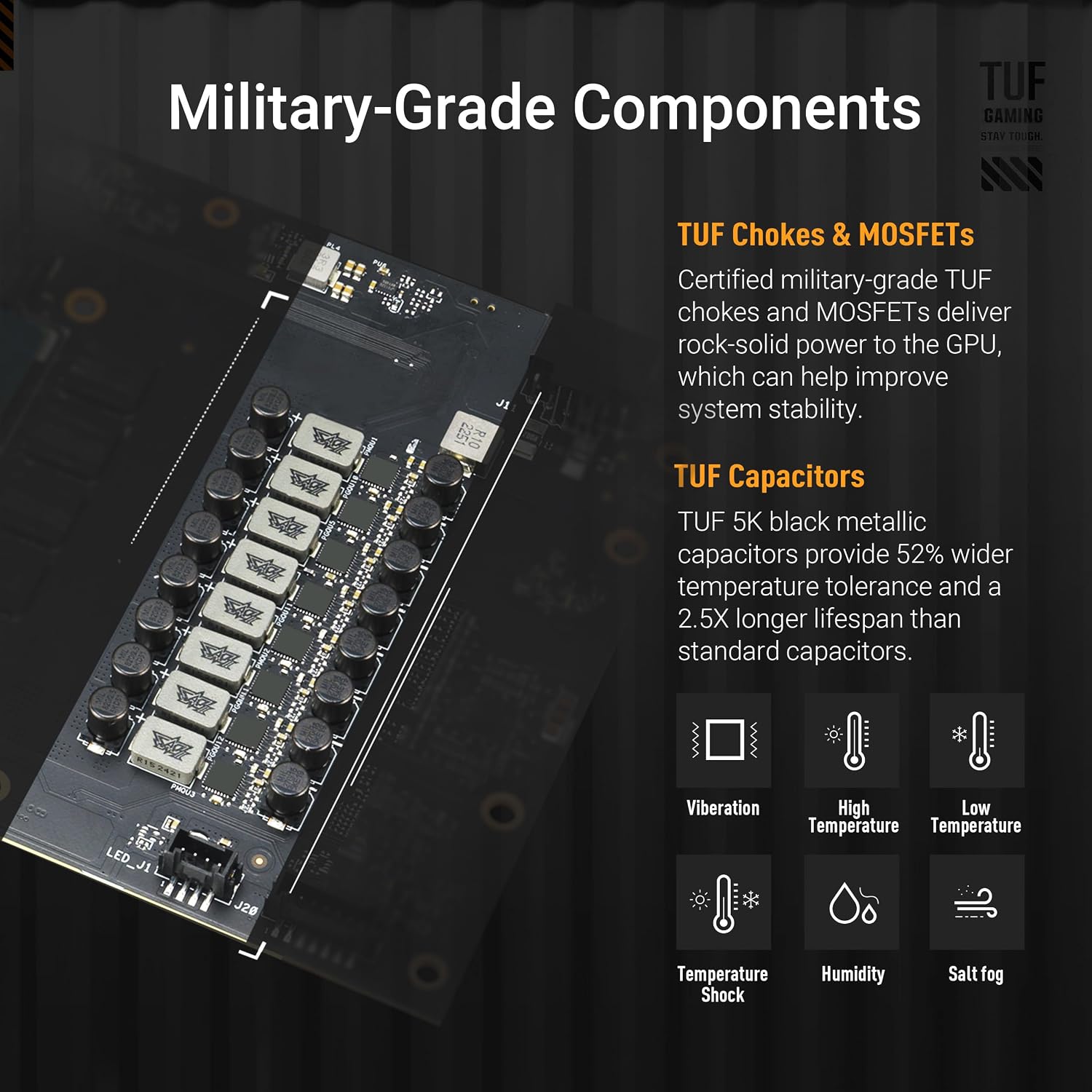 ASUS TUF GeForce RTX™ 5080 16GB GDDR7 OC Edition Graphics Card, NVIDIA, Desktop (PCIe® 5.0, HDMI®/DP 2.1, 3.6-Slot, Military-Grade Components, Protective PCB Coating, Axial-tech Fans, Vapor Chamber)