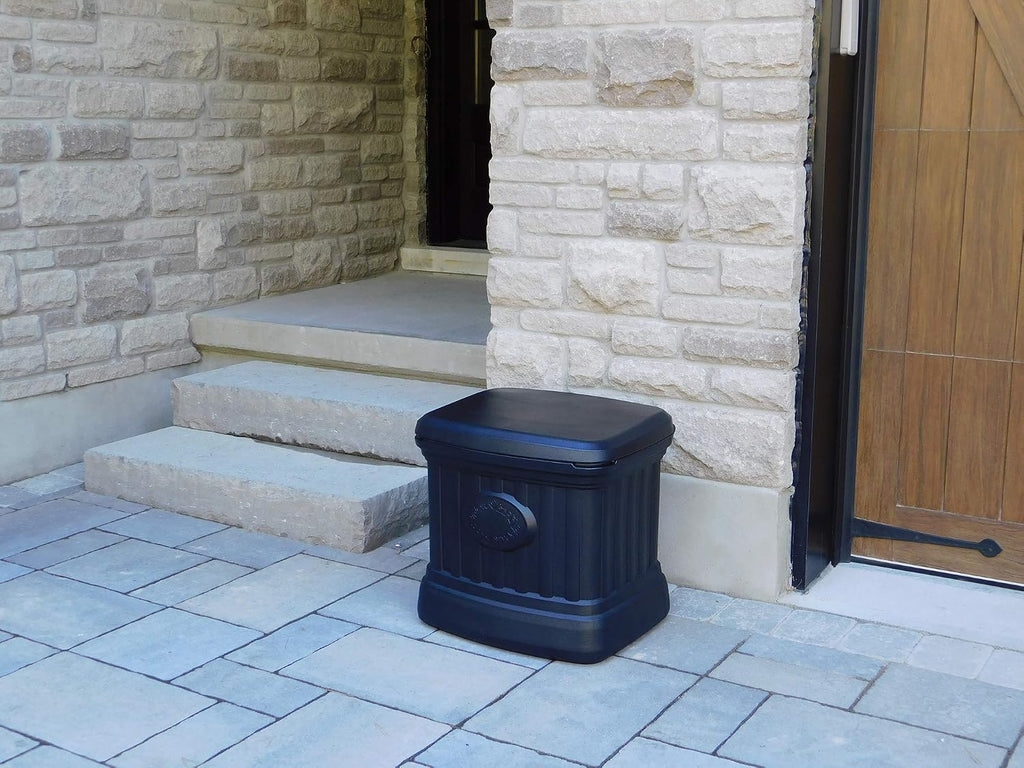 FCMP Outdoor - Outdoor Salt, Sand, and Storage Bin – Residential Deck Box, Multi-purpose for Entranceways, Porch, Patio (SB120-BLK) Black