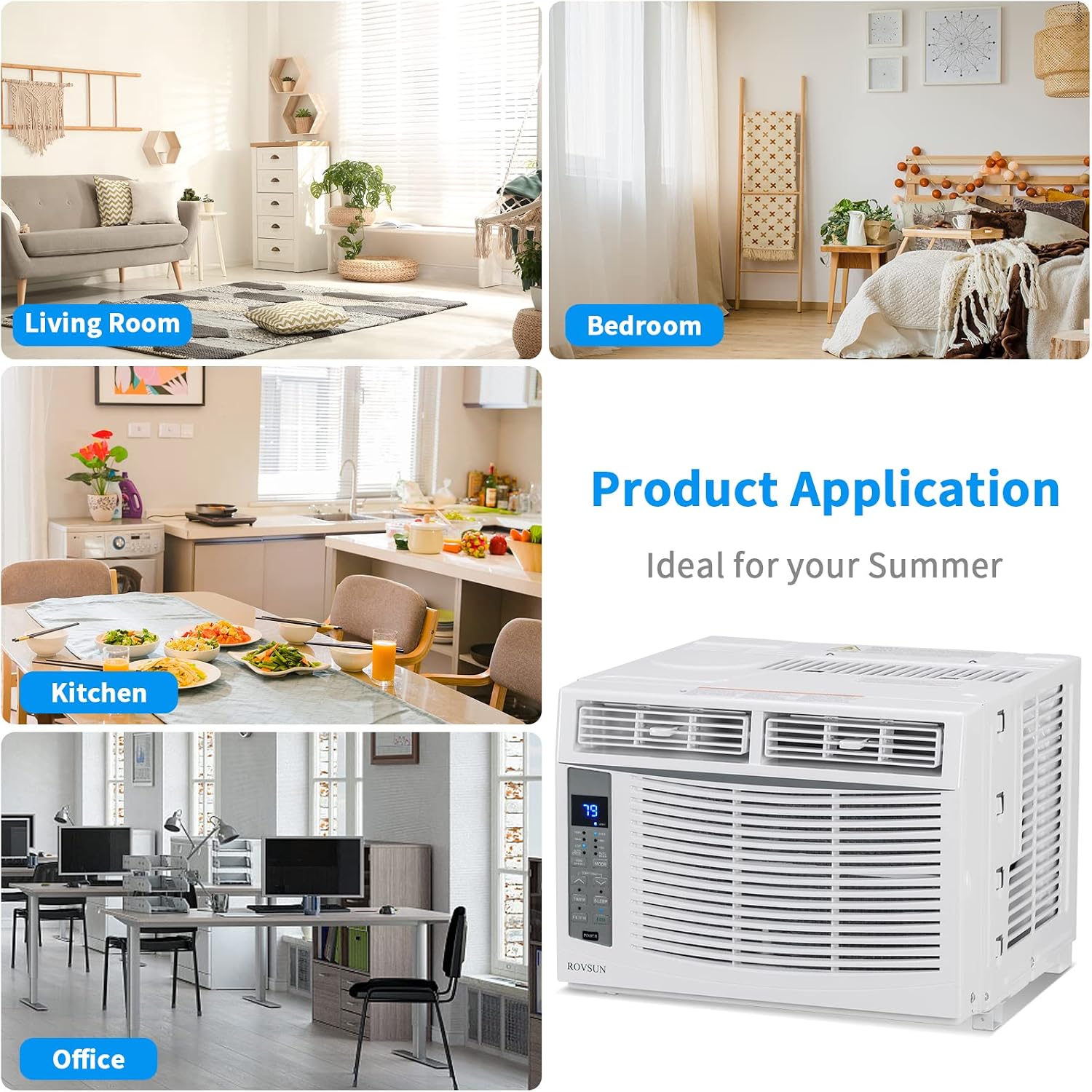 ROVSUN 6000 BTU Window Air Conditioner, 3-in-1 AC Unit for Window, Works As Cooler, Dehumidifier & Fan with Timer, Sleep/ECO Mode & Installation Kit, Cooling Rooms up to 250 Sq. Ft, 115V/60Hz