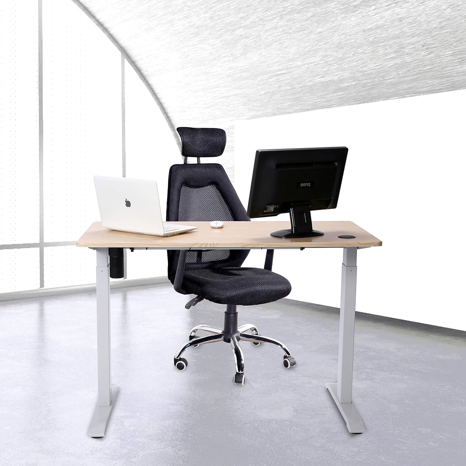 UNICOO Electric Height Adjustable Standing Desk, Electric Standing Workstation, Sit Stand Home Office Desk, Gaming Table, Whole-Piece Desktop Board 48 * 24 in (KT1001-LW)