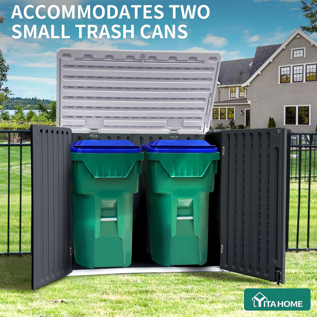 YITAHOME Outdoor Resin Storage Sheds, 39 in Height Lockable Waterproof Horizontal Shed w/o Shelf, Easy to Assemble Shed Storage for Garden Tools, Dark Gray