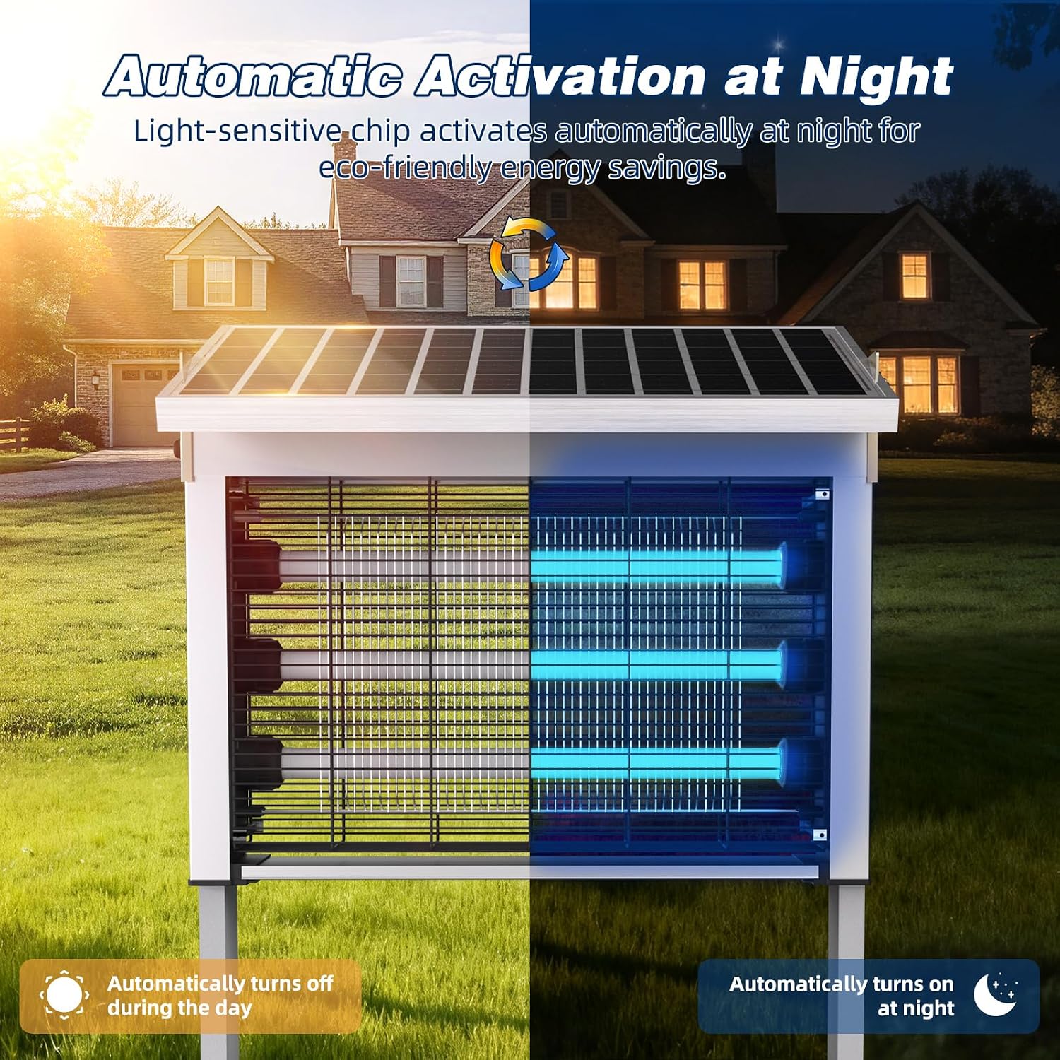 Powerful Large Solar Bug Zapper Outdoor for 10000 sq.ft, Poartable Rechargeable Mosquito Zapper with High Powered, Cordless Solar Fly Zapper for Patio Garden Backyard Farm Pest Control