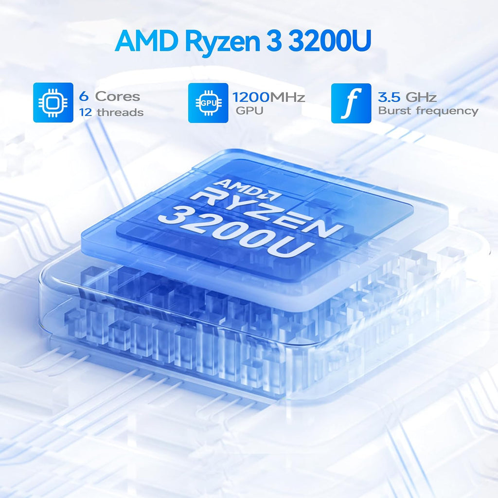 Beelink SER3 mini PC, AMD Ryzen 3200U (Up to 3.5GHz), 16GB DDR4 500GB PCle SSD，mini Computer Support 4K Dual-Screen Display/1000M LAN/WiFi5/BT5, Home/Office Mini Desktop Computer