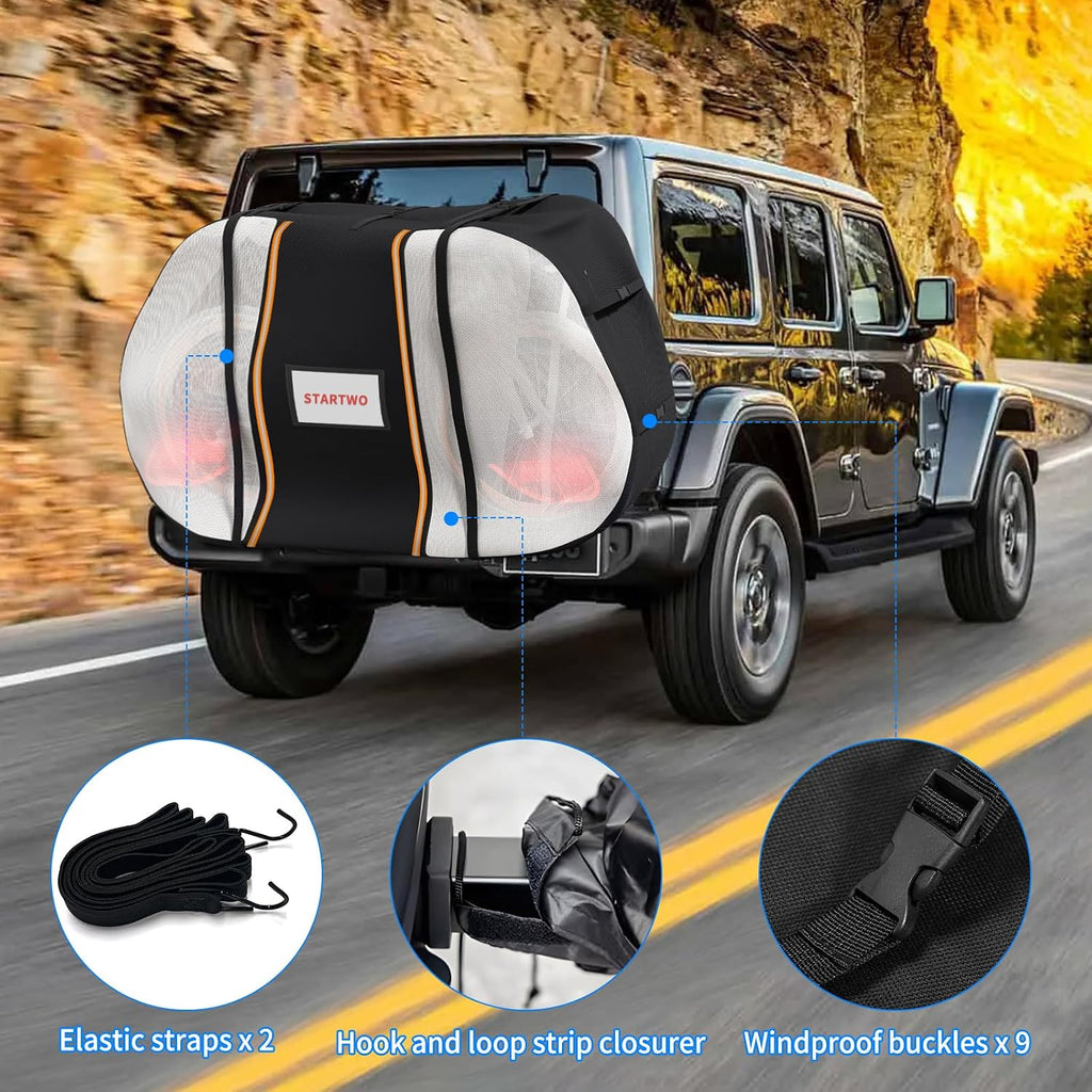 STARTWO Bike Cover for Transport On Rack, Bicycle Cover Outdoor Storage Waterproof for Transport 1 Bikes on Car Rear, with Two Elastic Straps and License Plate Window, Visible Tail Lights