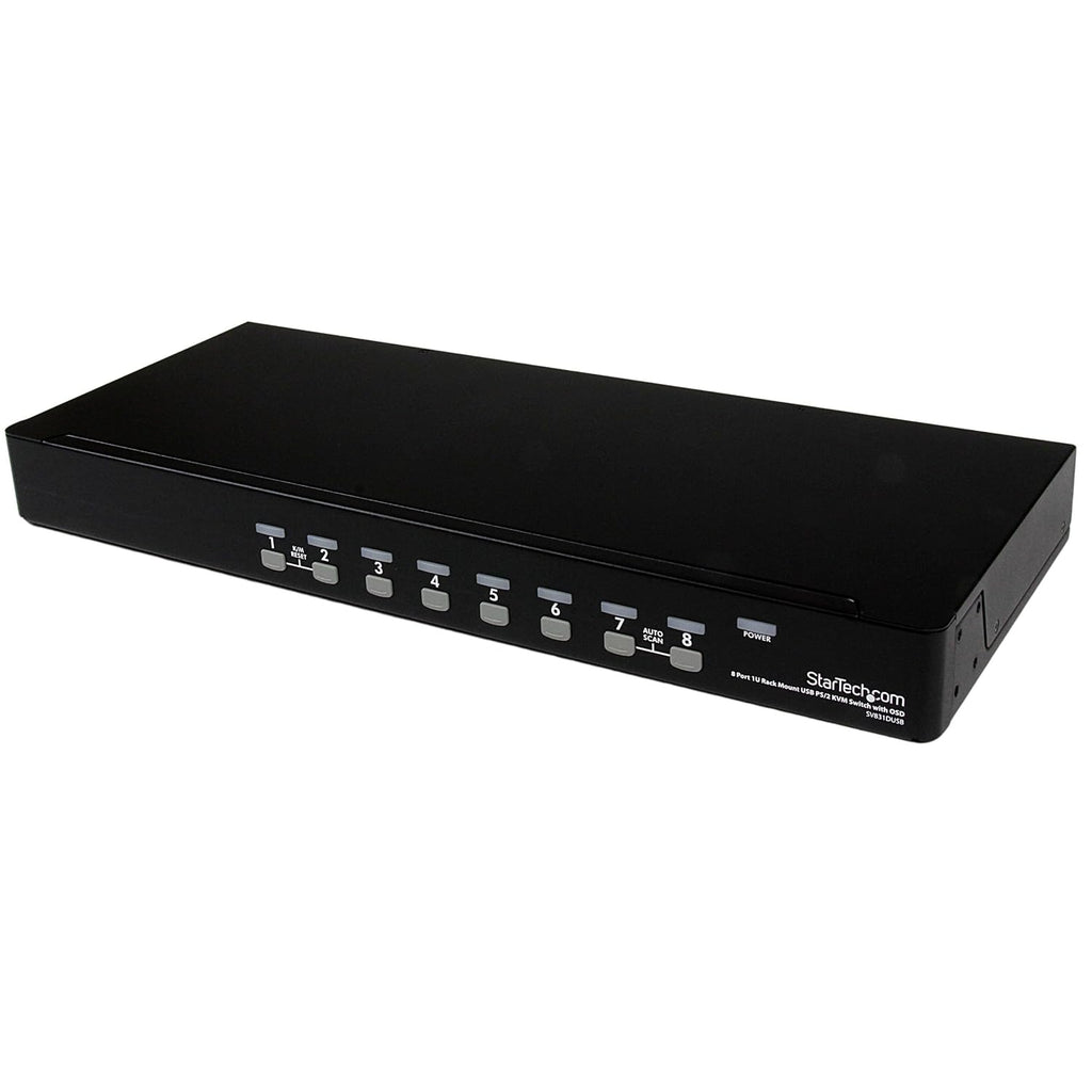 StarTech.com 8 Port VGA KVM Switch - 1U Rack Mount - USB PS/2 KVM Switch with OSD - 1920 x 1440, TAA @60hz - KVM Video Switch (SV831DUSB)