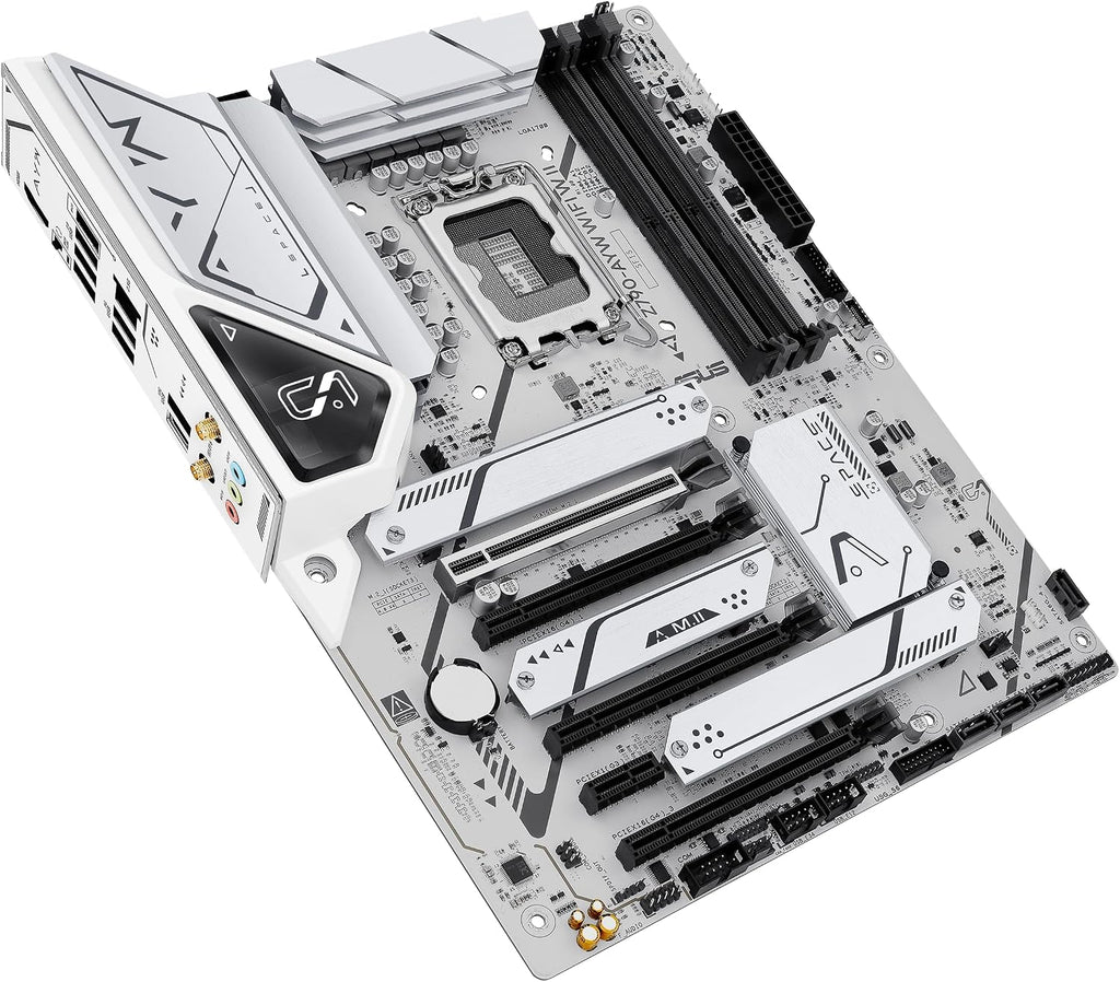 ASUS Z790-AYW WiFi W II Intel Z790 (LGA 1700) ATX Motherboard with PCIe® 5.0, 3X M.2, 12+1 DrMOS, DDR5, WiFi 6, 2.5Gb LAN, HDMI, USB 10Gbps Type-C®, USB 10Gbps Type-C®, Thunderbolt™, USB4®, Aura Sync
