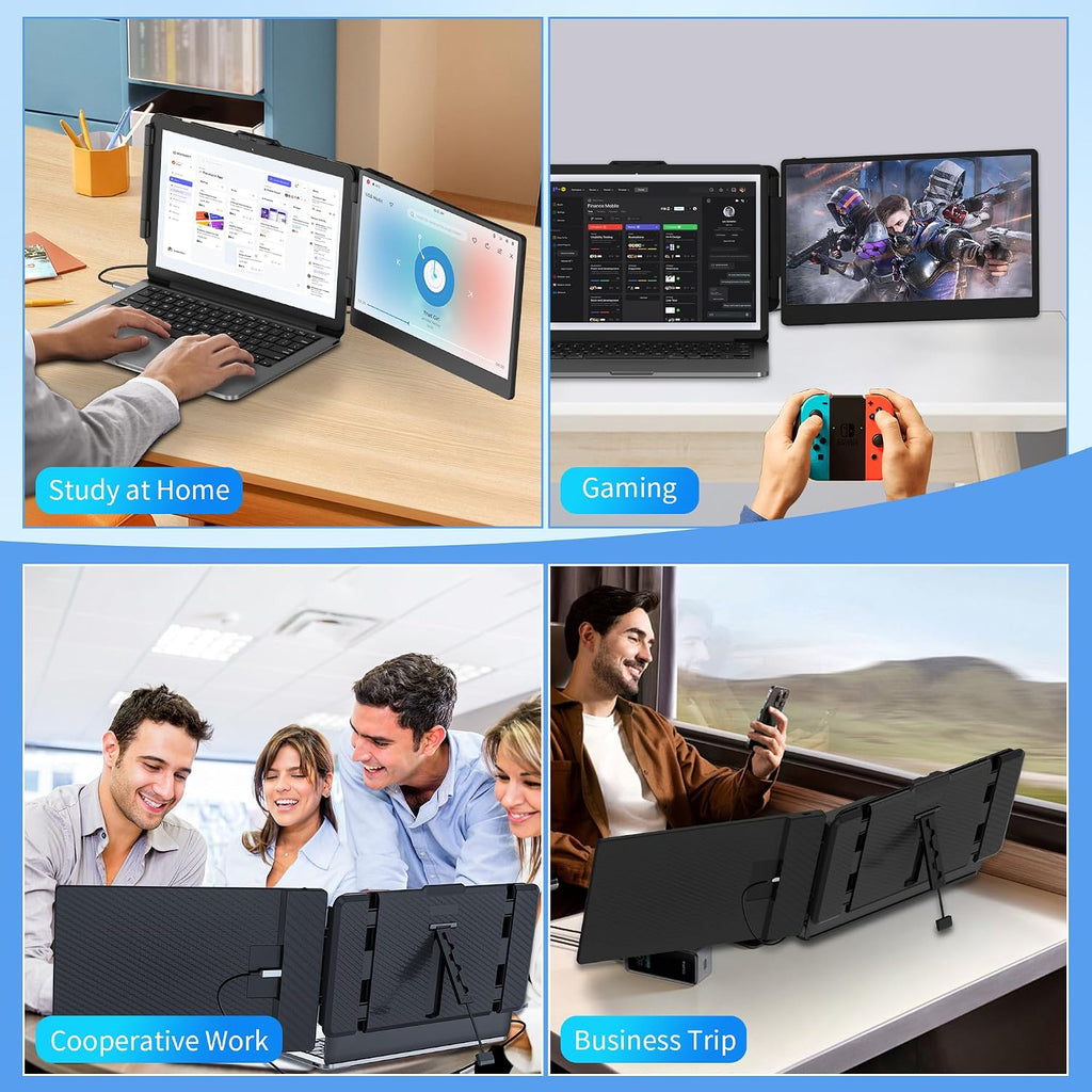 14' Laptop Screen Extender, FHD 1080P IPS Dual Screen Laptop Monitor Extender, Portable Monitor for Laptops 13-17.3' Compatible with Win/Mac/Android/Switch