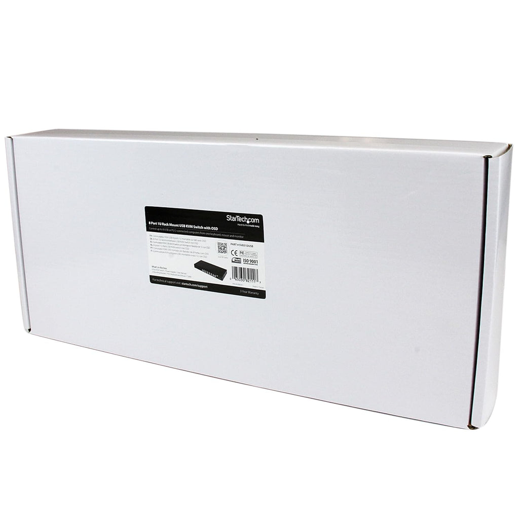 StarTech.com 8 Port VGA KVM Switch - 1U Rack Mount - USB PS/2 KVM Switch with OSD - 1920 x 1440, TAA @60hz - KVM Video Switch (SV831DUSB)