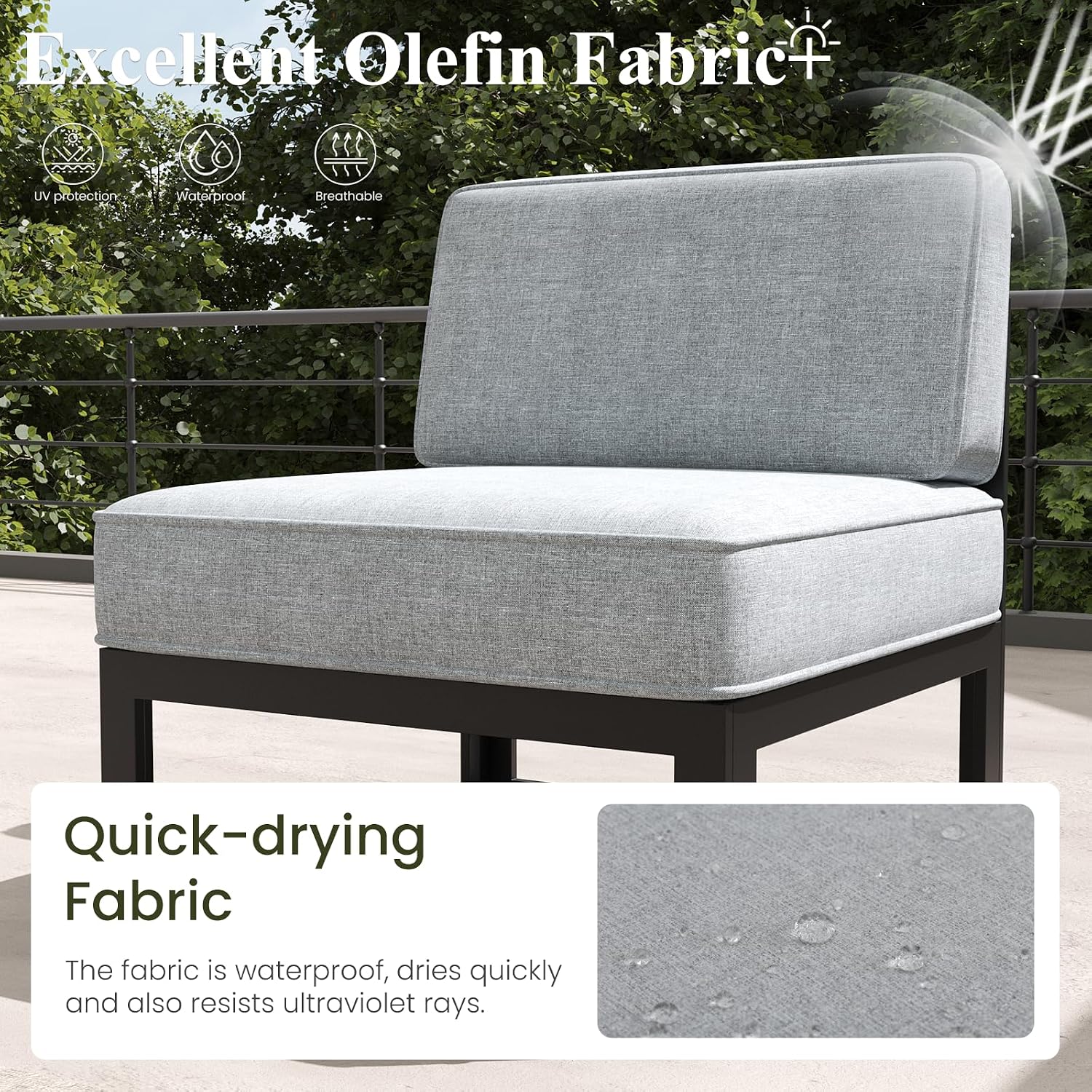 LayinSun Large Aluminum Patio Furniture Set, 6 Pieces Modern Outdoor Conversation Set Sectional Metal Sofa Set with Olefin Cushion