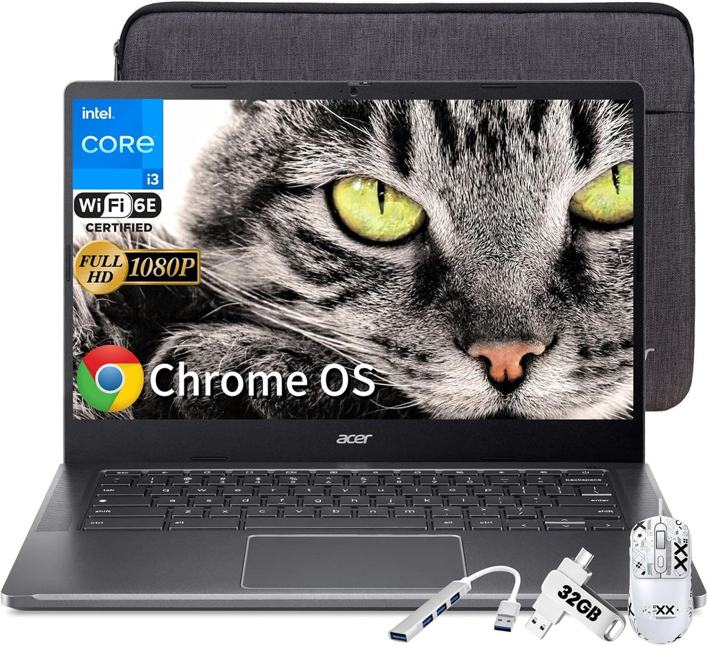 acer Chromebook Plus 514 14' Touchscreen Business Laptop, Intel 8-Core i3-N305, 14inch IPS Widescreen LED-Backlit FHD, 8 GB LPDDR5, 2 TB SSD, Wi-Fi 6E, Bluetooth 5, FHD Webcam, Google AI, Chrome OS