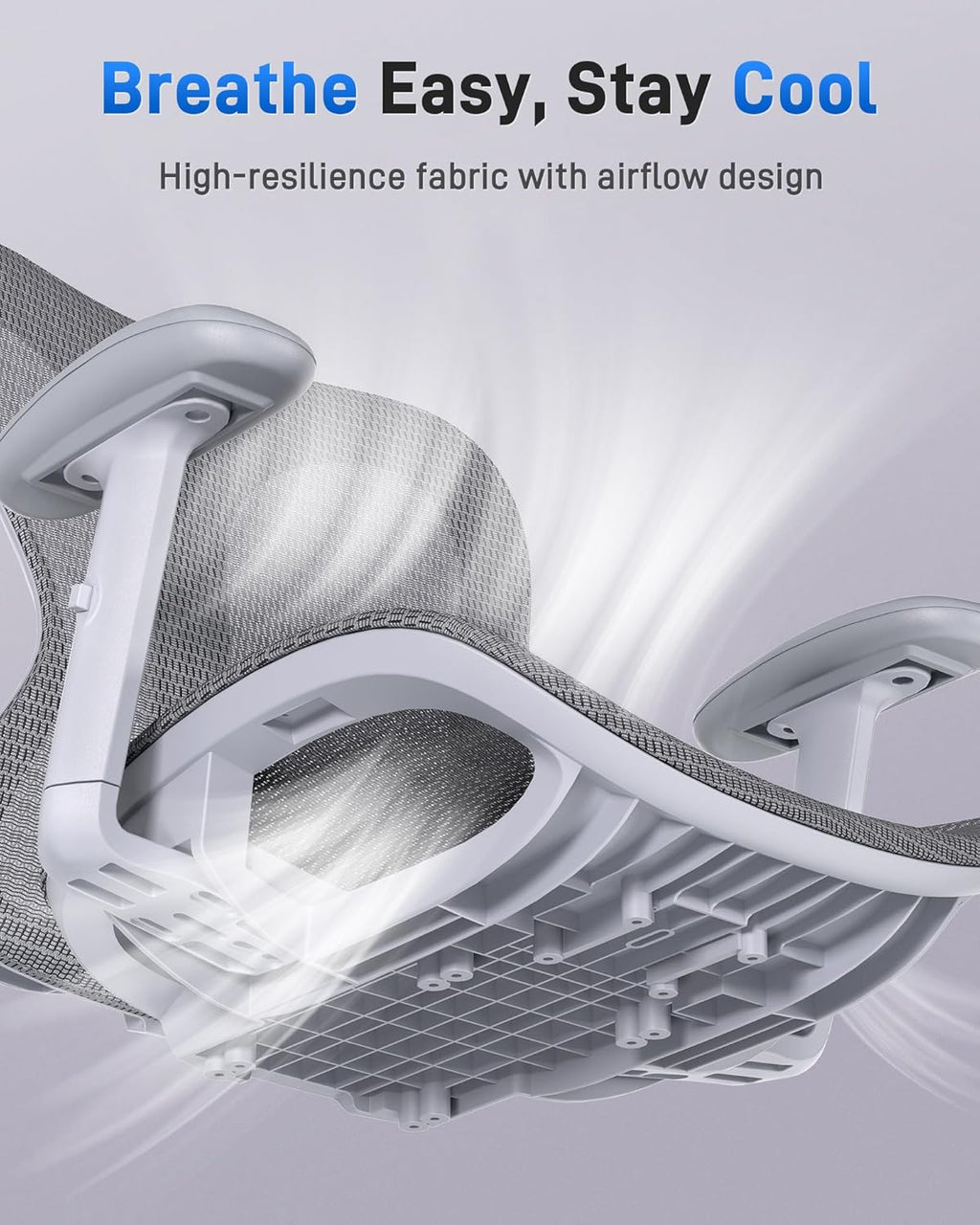 amseatec Ergonomic Office Desk Chair, Comfortable Computer Gaming Chair, Breathable Mesh Back & Seat, Adjustable Armrest & Headrest, Lumbar Support, Butterfly Design for Home Office, Gray