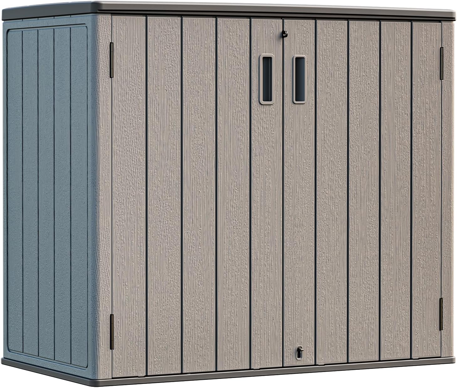 HOMSPARK Outdoor Storage Shed 37 Cu.Ft, All-Weather Resistant Resin Garden Sheds & Outdoor Storage Clearance with Floor, Double-Layer Plastic Tool Sheds for Patio, Garden & Lawn (Shallow Brown)