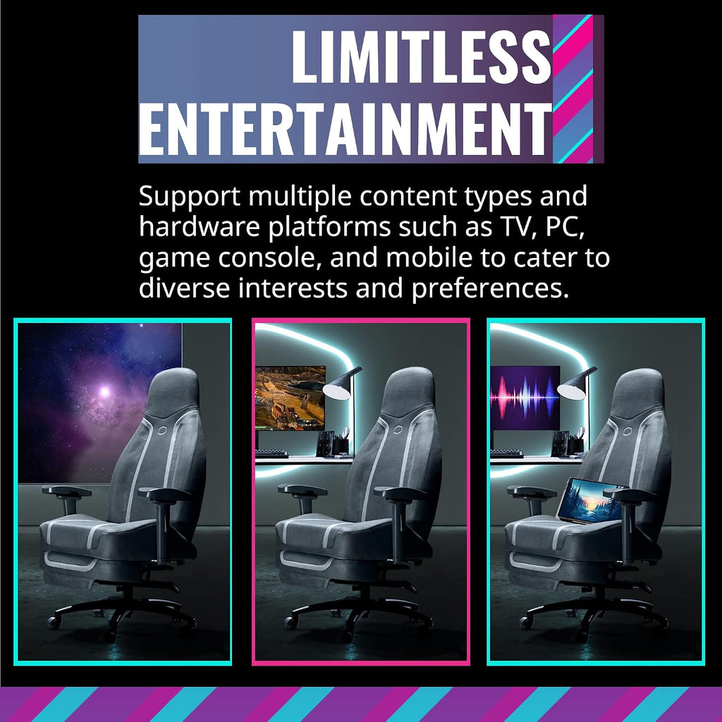 Cooler Master Synk X Lunar Gray Ergonomic Real-Time Tactile Immersion Chair, Retractable Leg Rest, All-in-one Controller, Breathable Fabric, Stable Rolling Base, Solid Structure (IXC-SX1-I-US1)